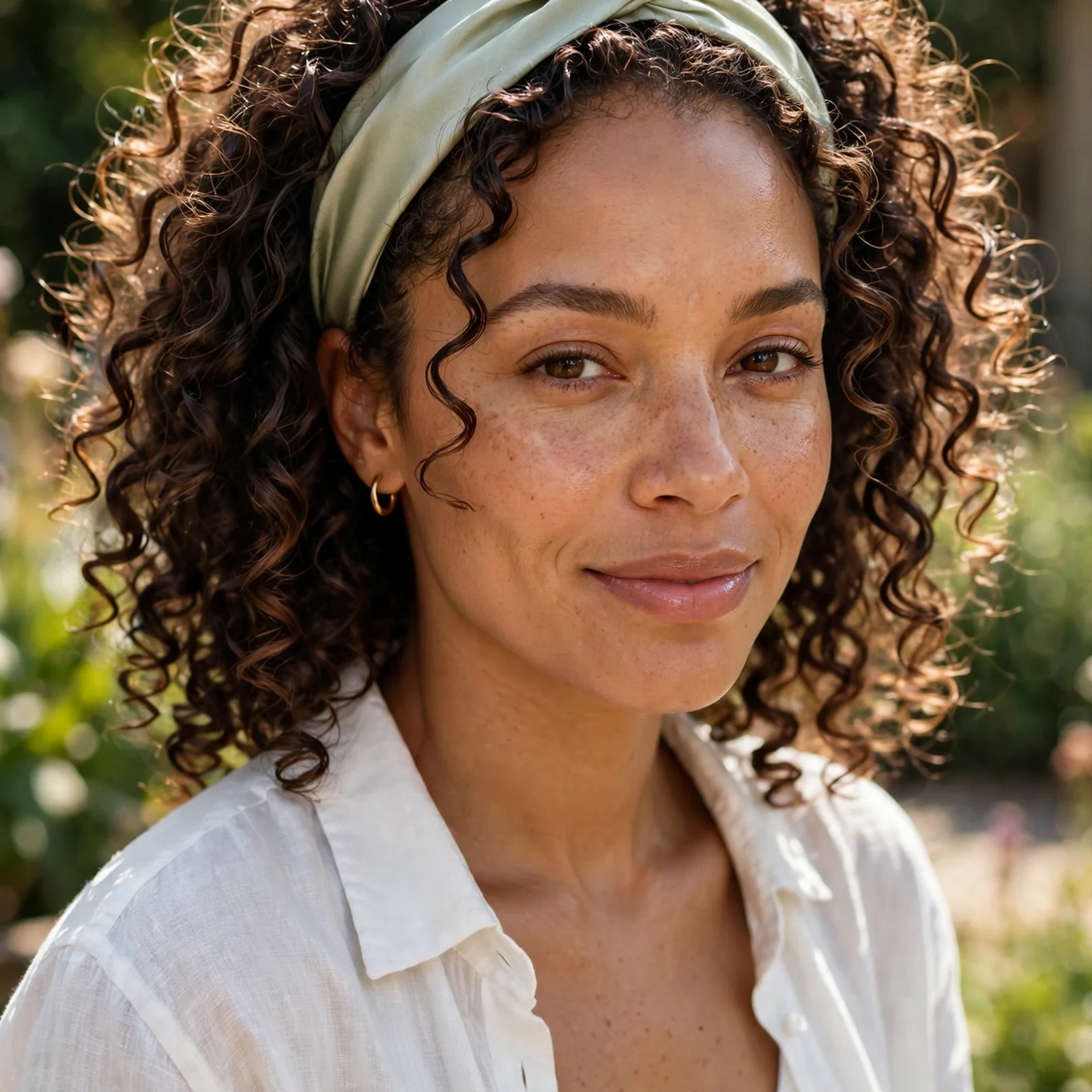 25 Summer Hairstyles for Curly Hair Women (Heat & Humidity Proof): Wash-and-Go with Silk Headband