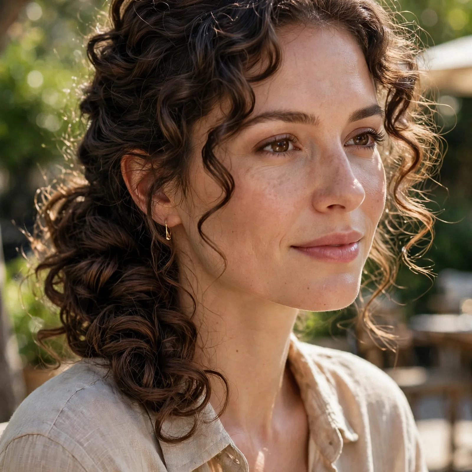 25 Summer Hairstyles for Curly Hair Women (Heat & Humidity Proof): Side-Swept Curly Bun