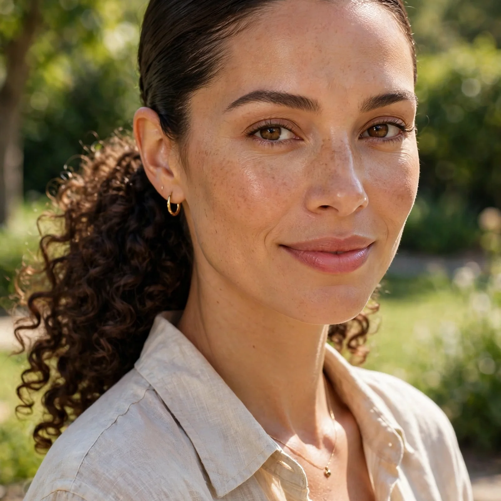 25 Summer Hairstyles for Curly Hair Women (Heat & Humidity Proof): Sleek Curly Low Ponytail
