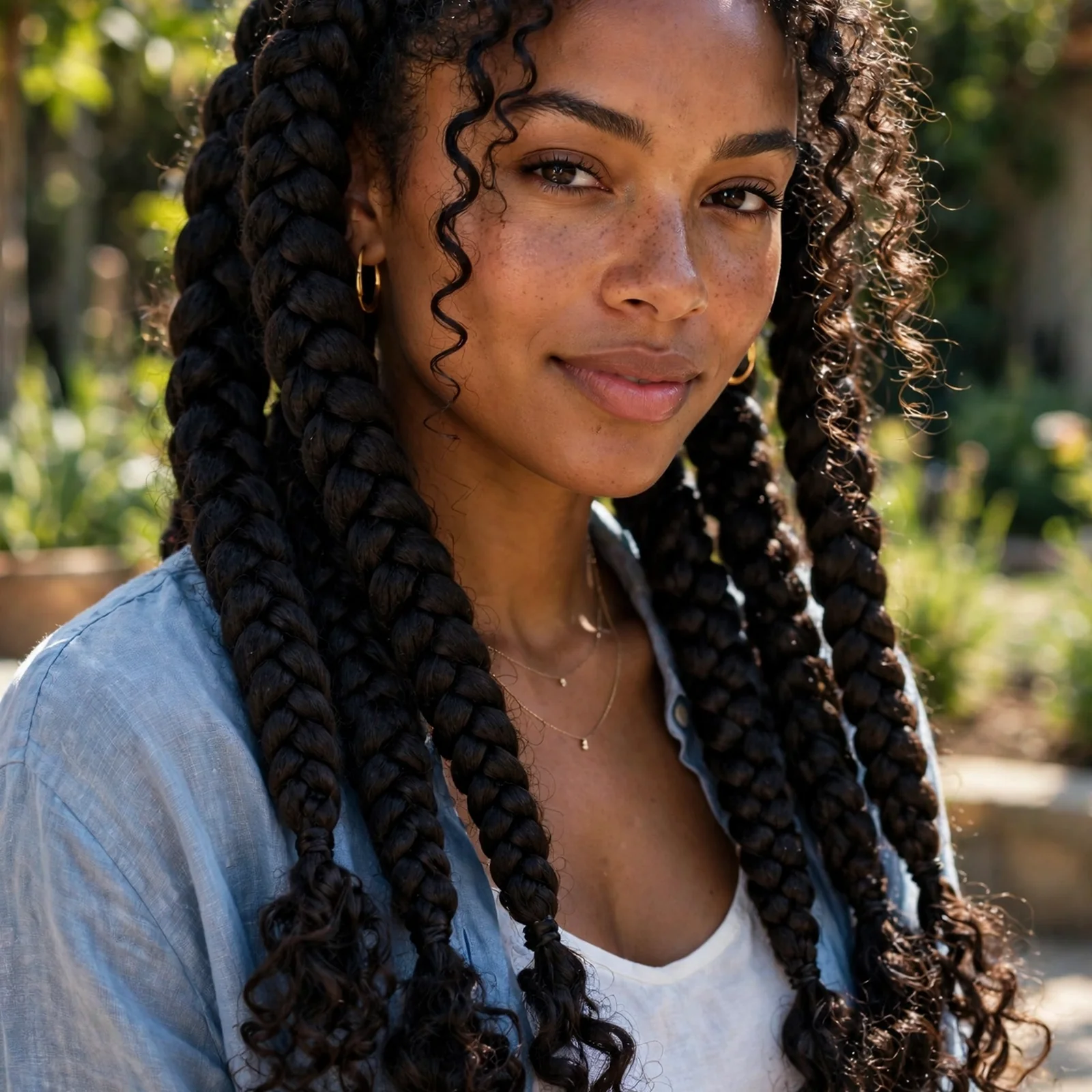 25 Summer Hairstyles for Curly Hair Women (Heat & Humidity Proof): Jumbo Curly Braids