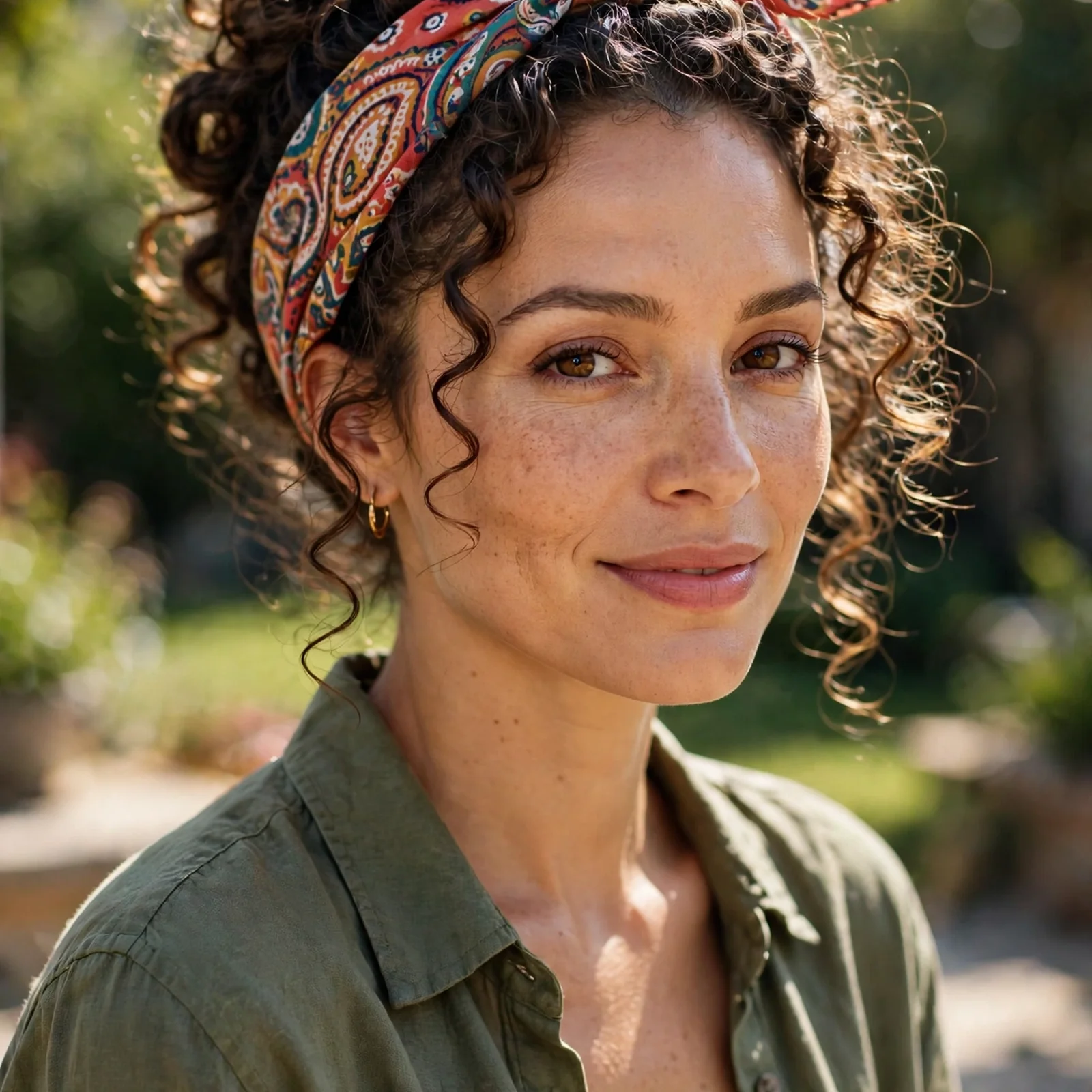 25 Summer Hairstyles for Curly Hair Women (Heat & Humidity Proof): Curly Bandana Updo