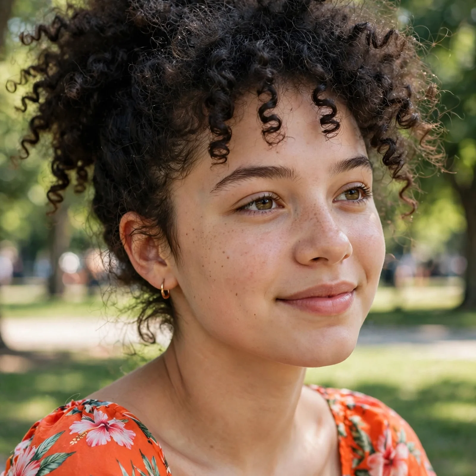 25 Summer Hairstyles for Teenage Girls That Look Trendy Without Much Effort: Natural Curly Puff