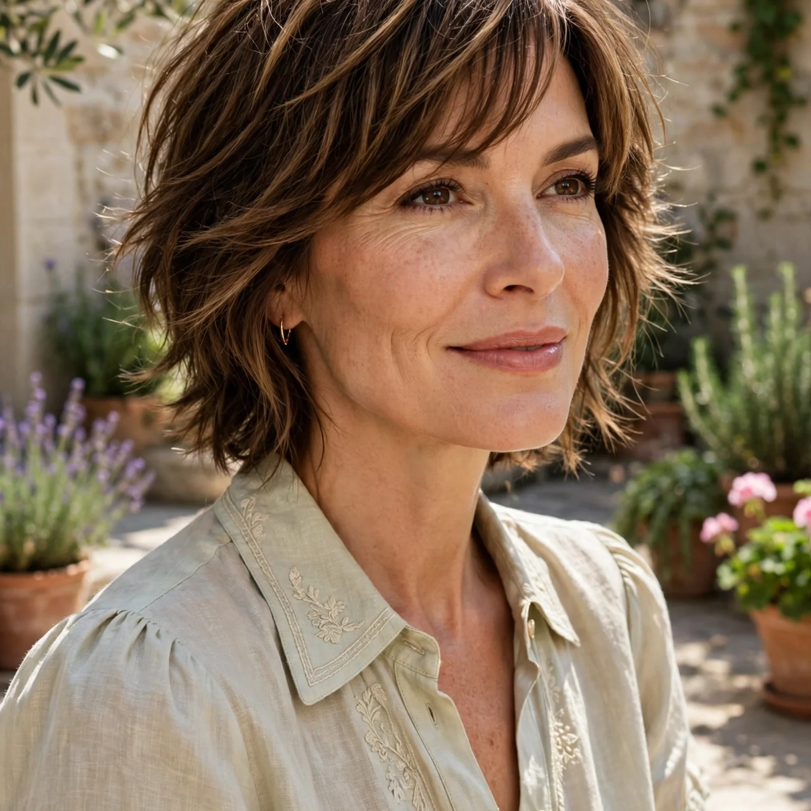 25 Summer Hairstyles for Women Over 40 That Look Youthful & Effortless: Soft Shag with Side-Swept Bangs