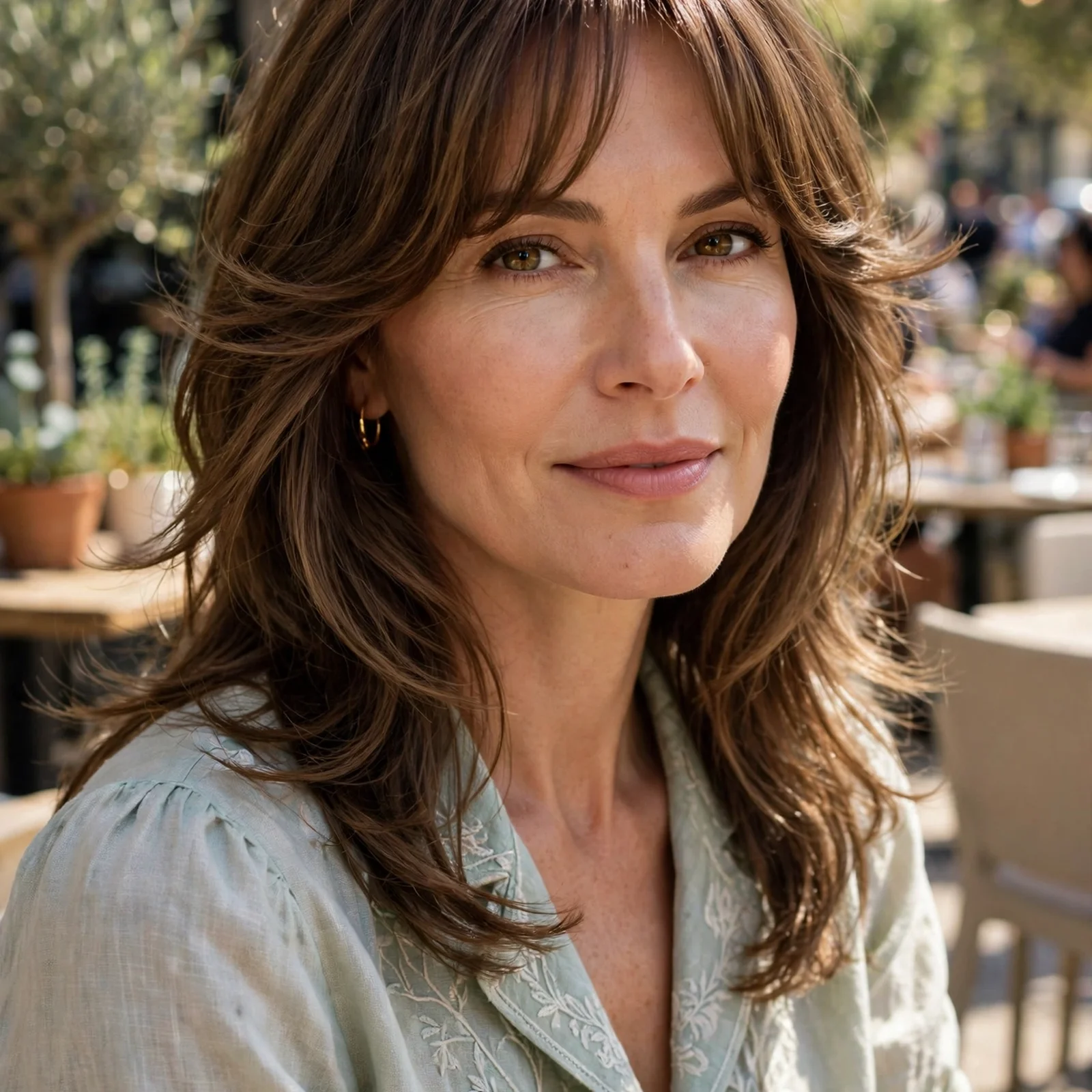25 Summer Hairstyles for Women Over 40 That Look Youthful & Effortless: Butterfly Layers with Curtain Bangs