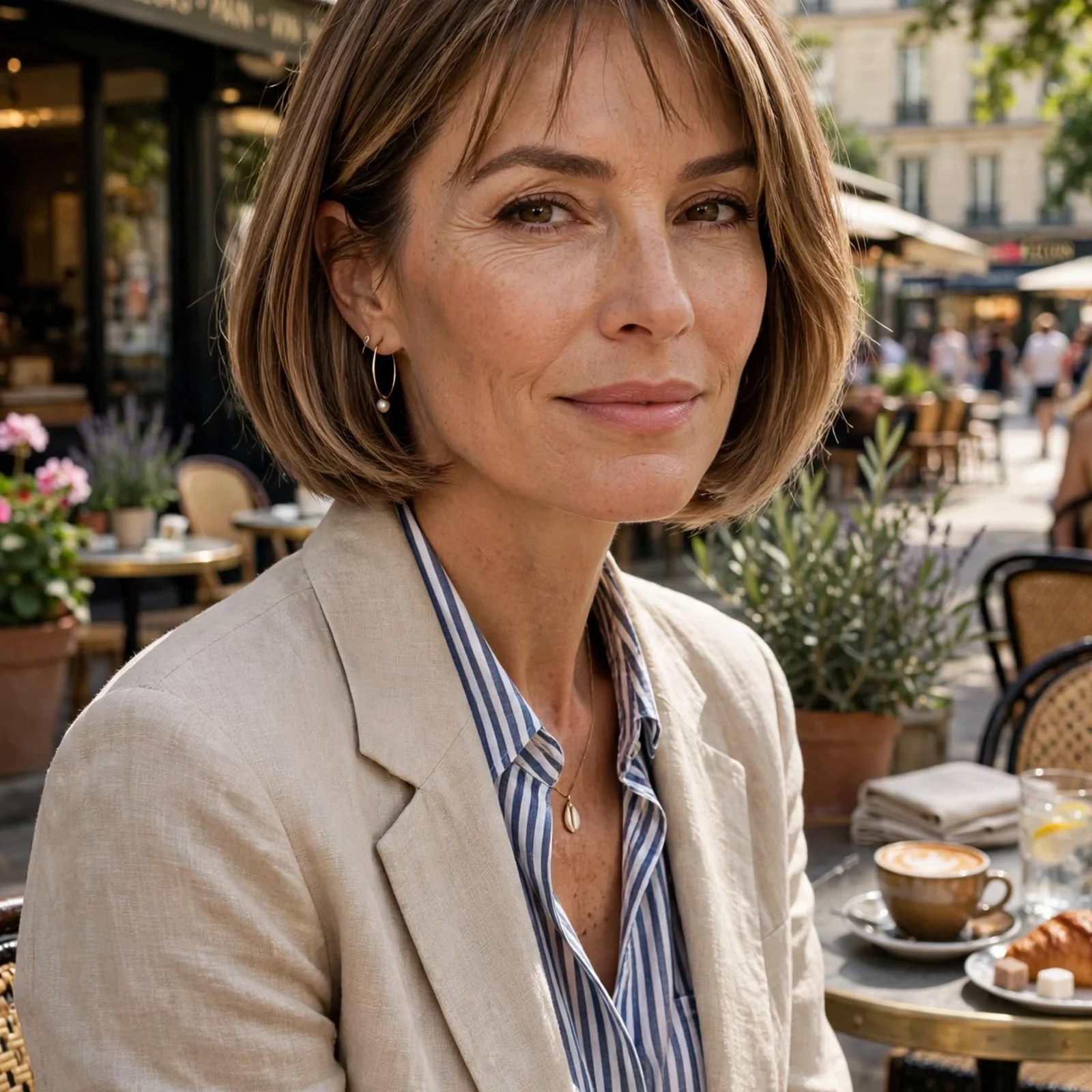 25 Summer Hairstyles for Women Over 40 That Look Youthful & Effortless: French-Inspired Chin-Length Bob