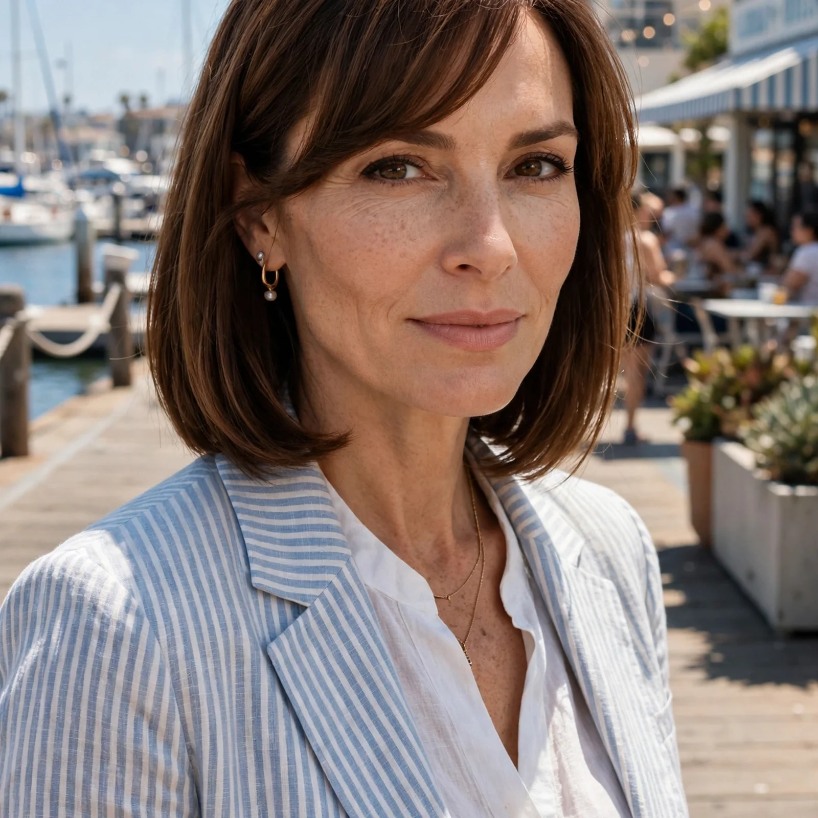25 Summer Hairstyles for Women Over 40 That Look Youthful & Effortless: Long Bob with Side-Swept Bangs