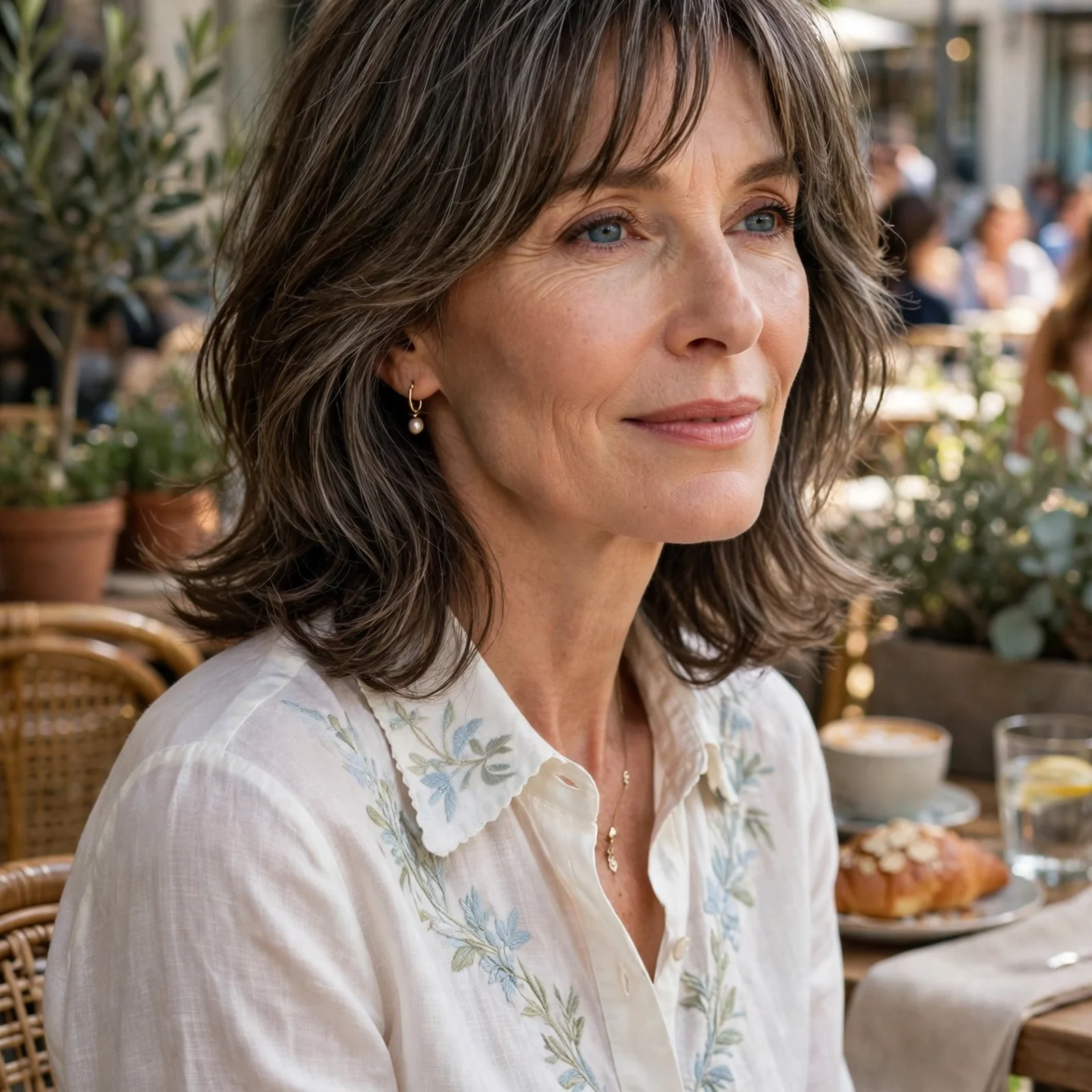 25 Summer Hairstyles for Women Over 50 That Feel Light & Age-Appropriate: Shoulder-Length Layers with Curtain Bangs