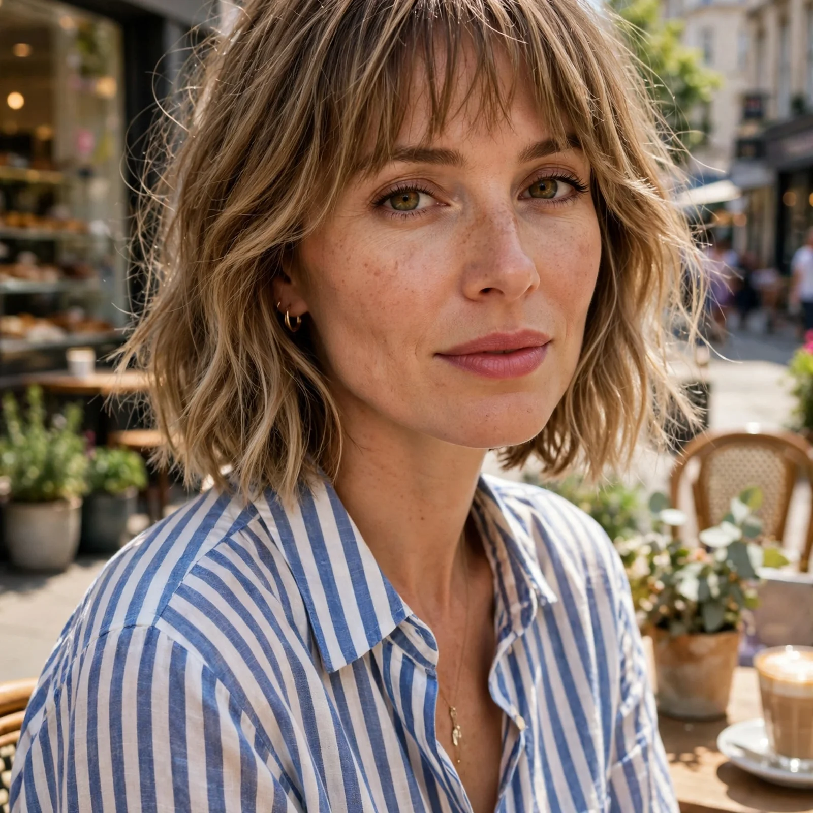 25 Summer Hairstyles for Women With Big Foreheads (Light & Face-Framing): Wispy Bang Beach Lob