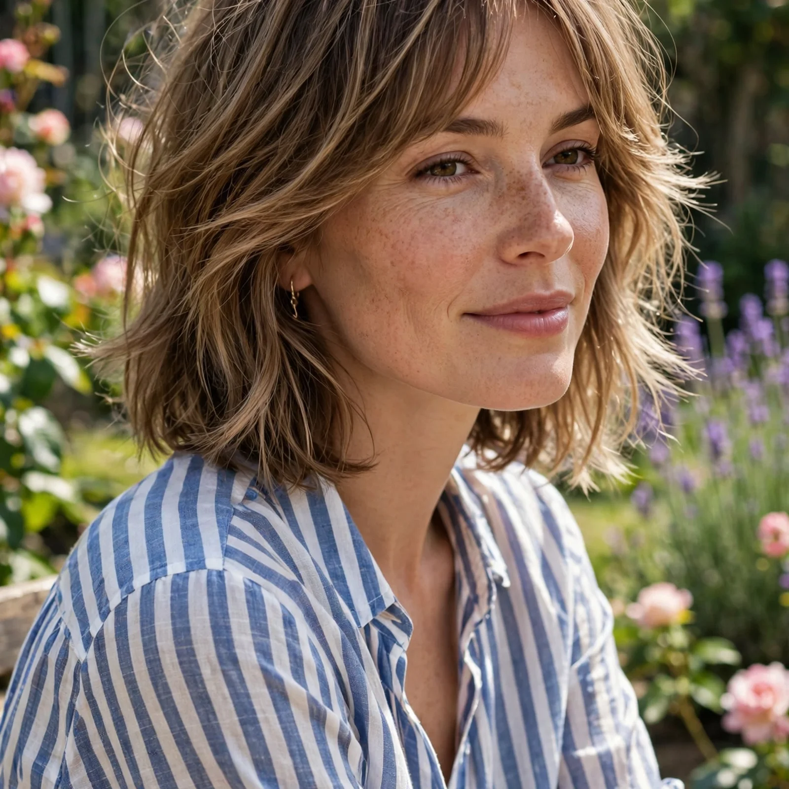 25 Summer Hairstyles for Women With Big Foreheads (Light & Face-Framing): Airy Layered Lob with Side Bangs