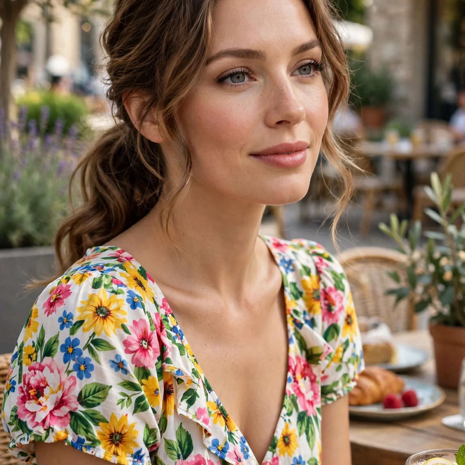 25 Summer Hairstyles for Women With Big Foreheads (Light & Face-Framing): Soft Wavy Ponytail with Side Pieces