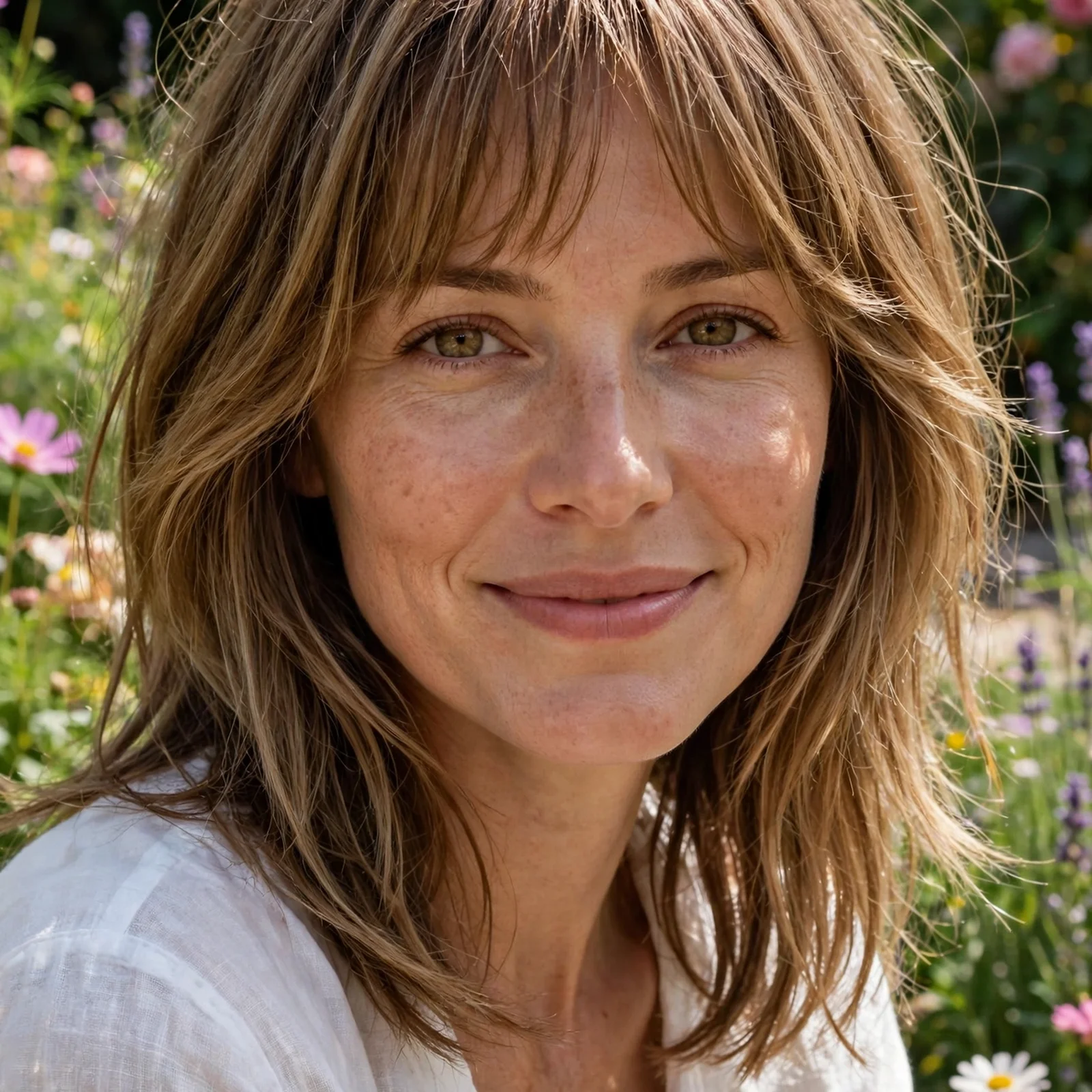 25 Summer Hairstyles for Women With Big Foreheads (Light & Face-Framing): Layered Mid-Length Cut with Wispy Fringe