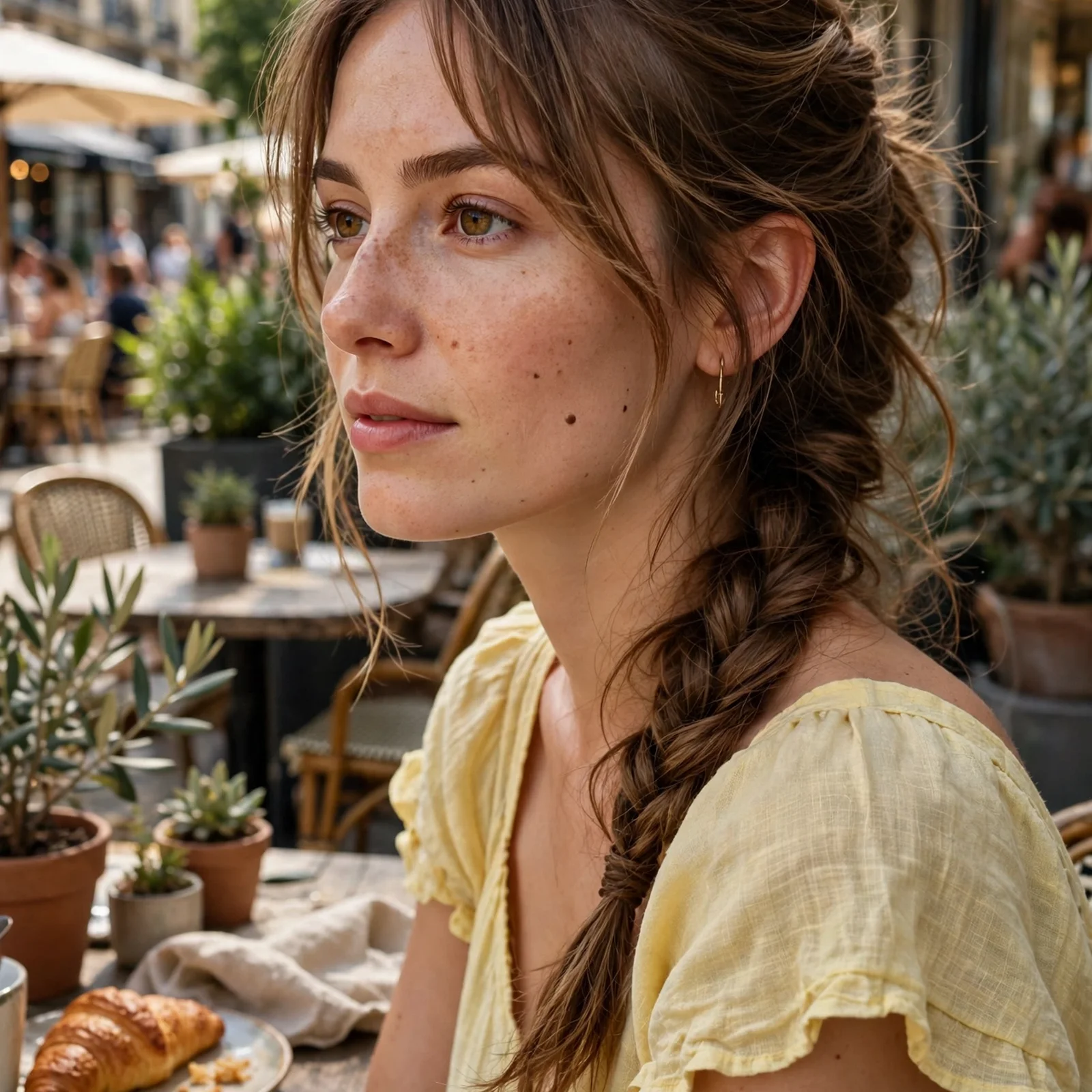 25 Summer Hairstyles for Women With Big Foreheads (Light & Face-Framing): Loose Side Braid with Curtain Pieces