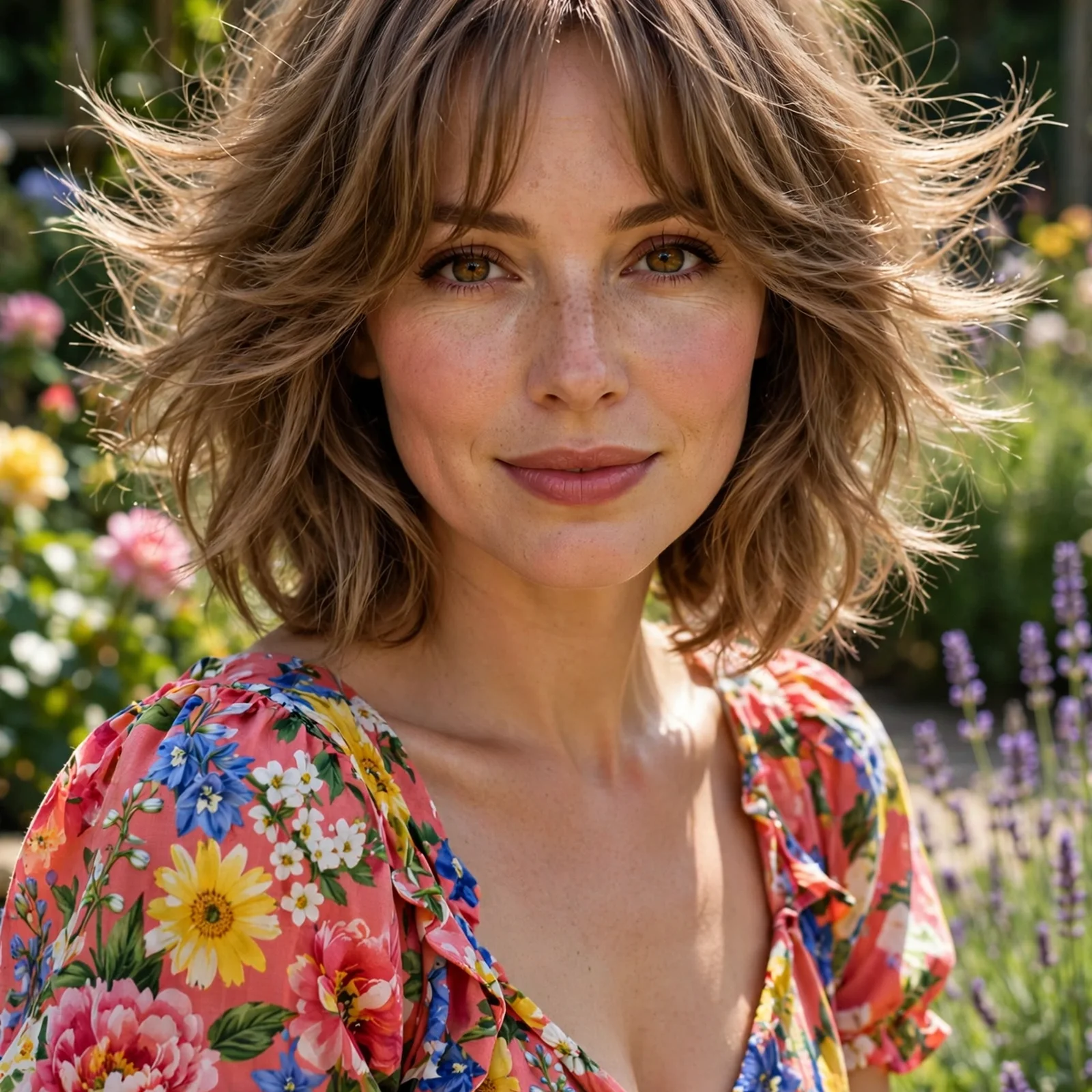 25 Summer Hairstyles for Women With Chubby Face That Slim & Elongate Instantly: Butterfly Layers With Curtain Bangs