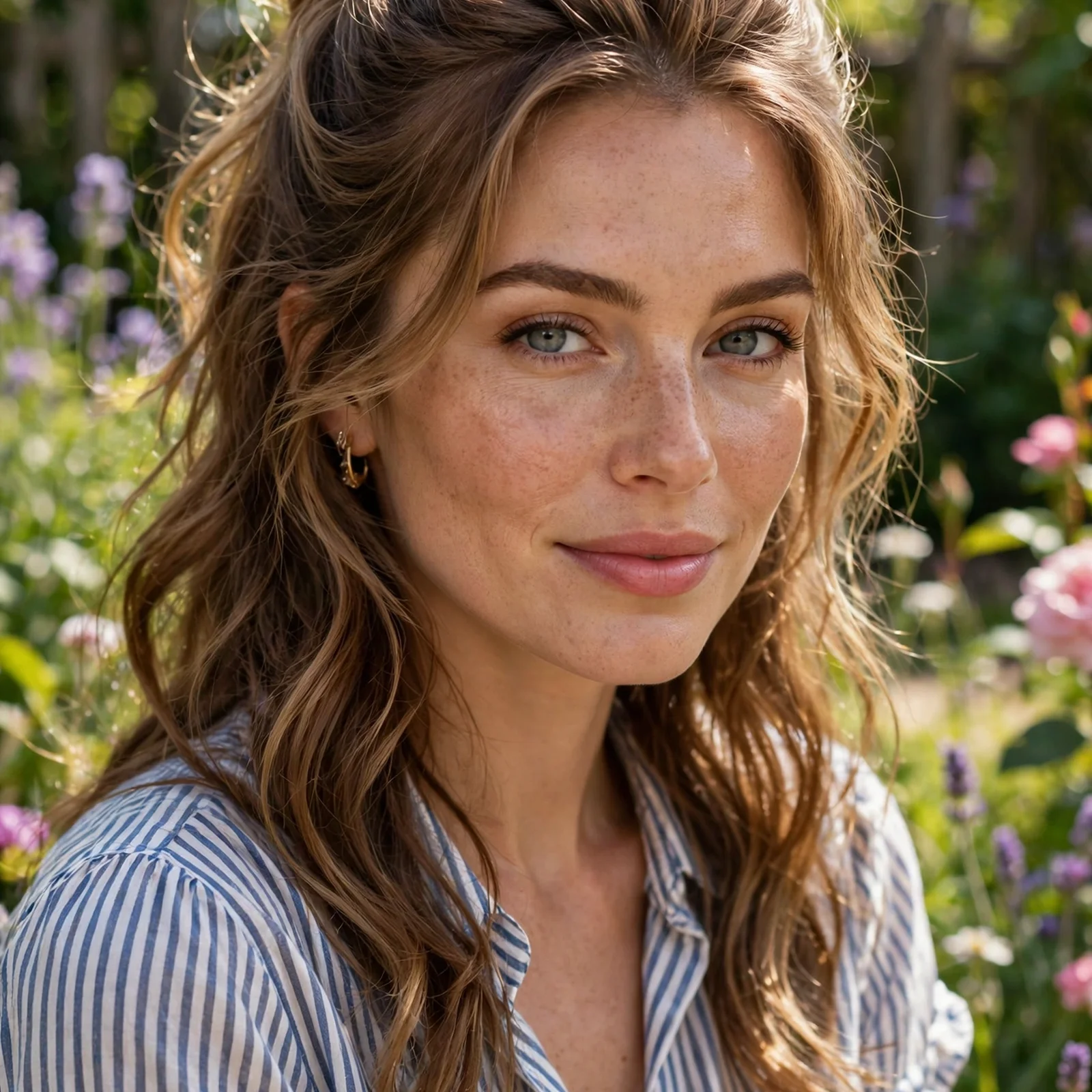25 Summer Hairstyles for Women With Chubby Face That Slim & Elongate Instantly: Half-Up Volumized Hairstyle