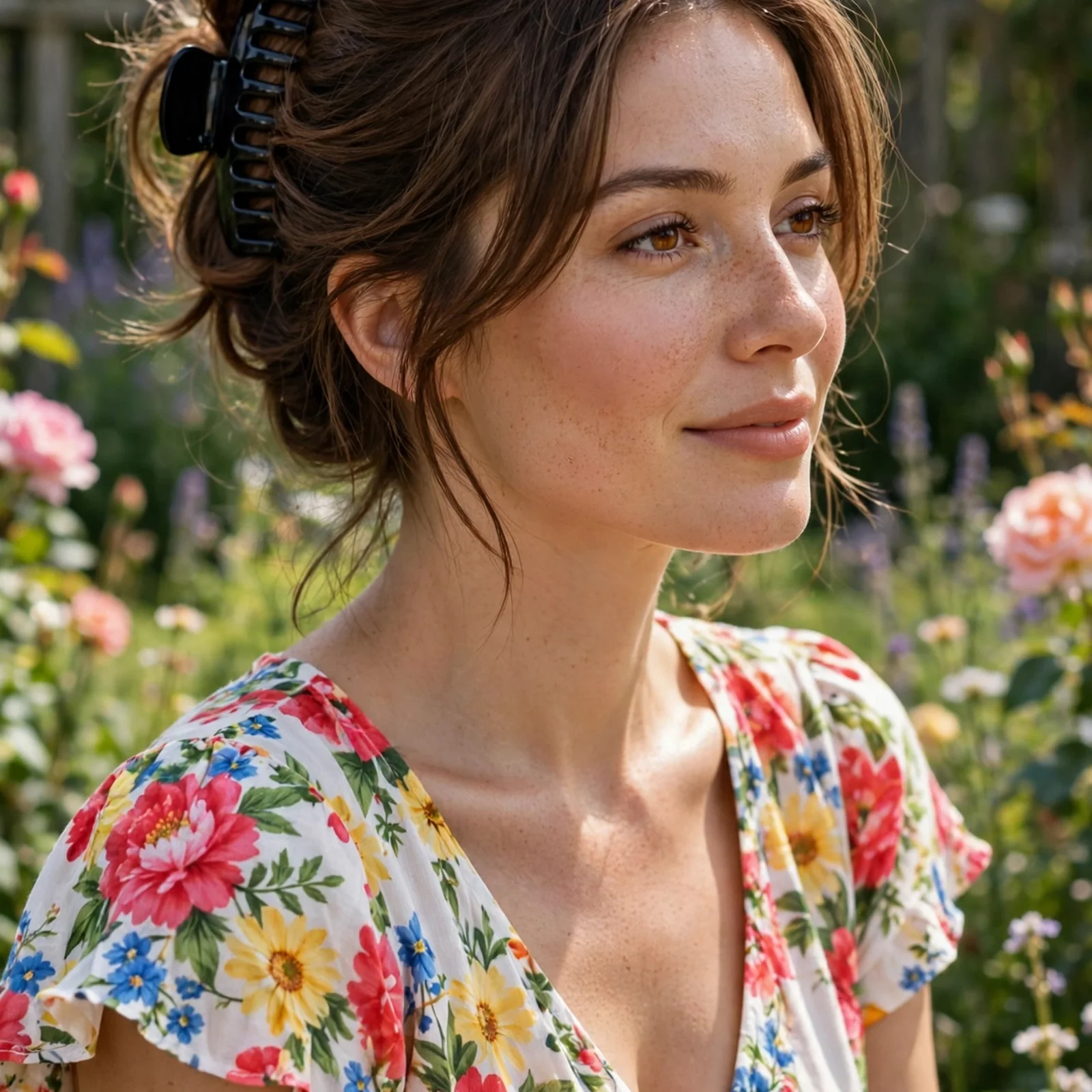 25 Summer Hairstyles for Women With Chubby Face That Slim & Elongate Instantly: Layered Claw Clip Updo