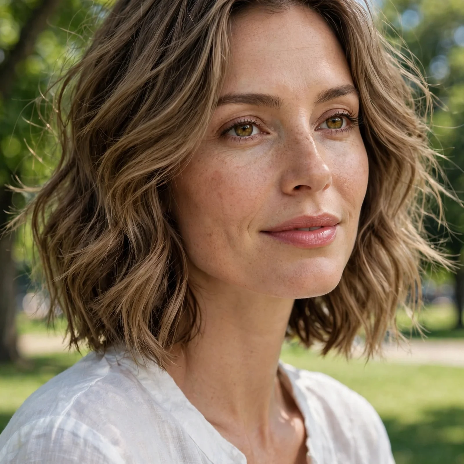 25 Summer Hairstyles for Women With Long Faces That Add Width & Volume: Layered Wavy Bob