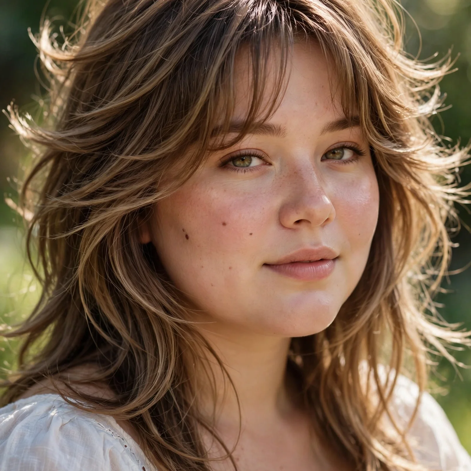 25 Summer Hairstyles for Women With Round Faces That Add Instant Definition: Butterfly Layers with Curtain Bangs