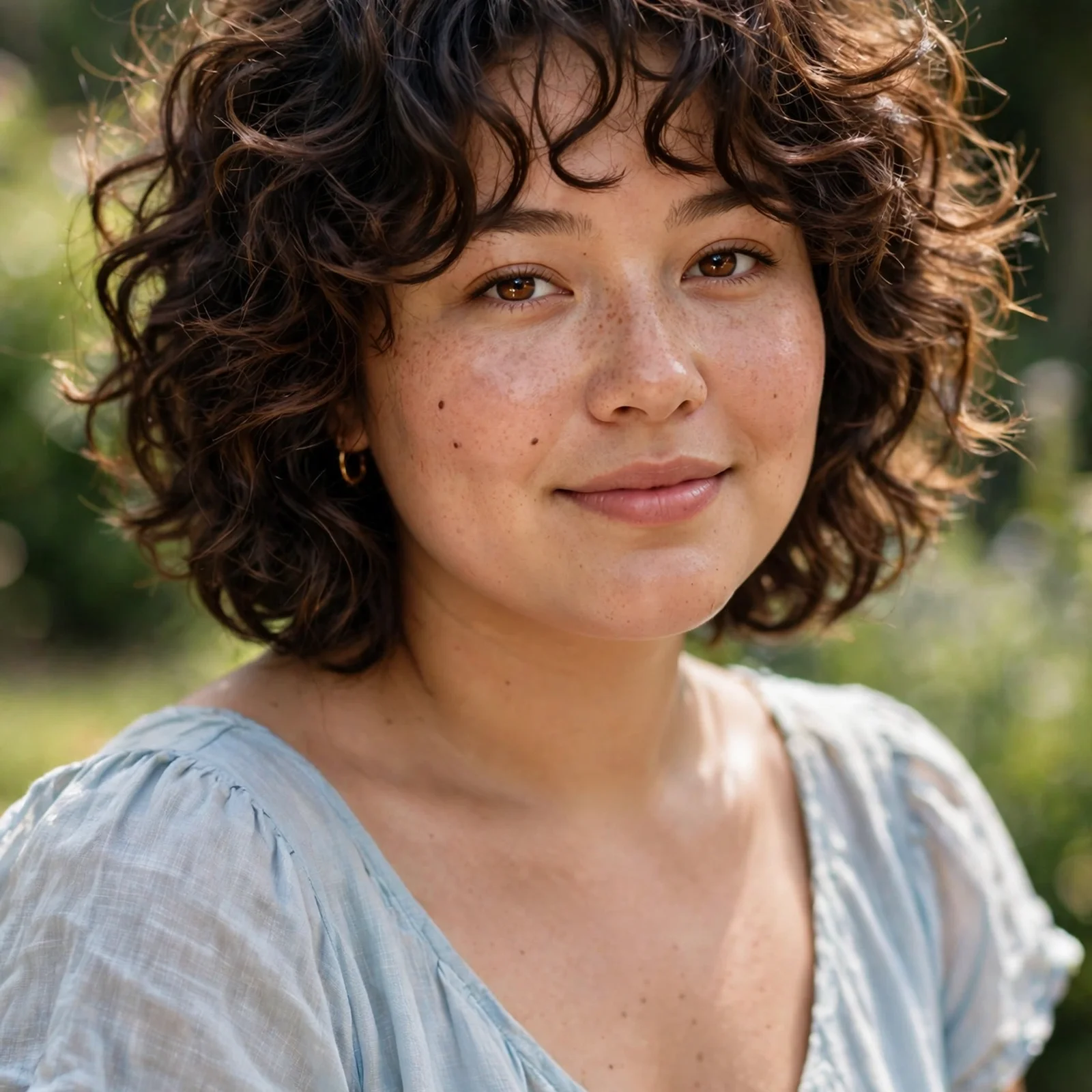 25 Summer Hairstyles for Women With Round Faces That Add Instant Definition: Curly Layered Summer Cut
