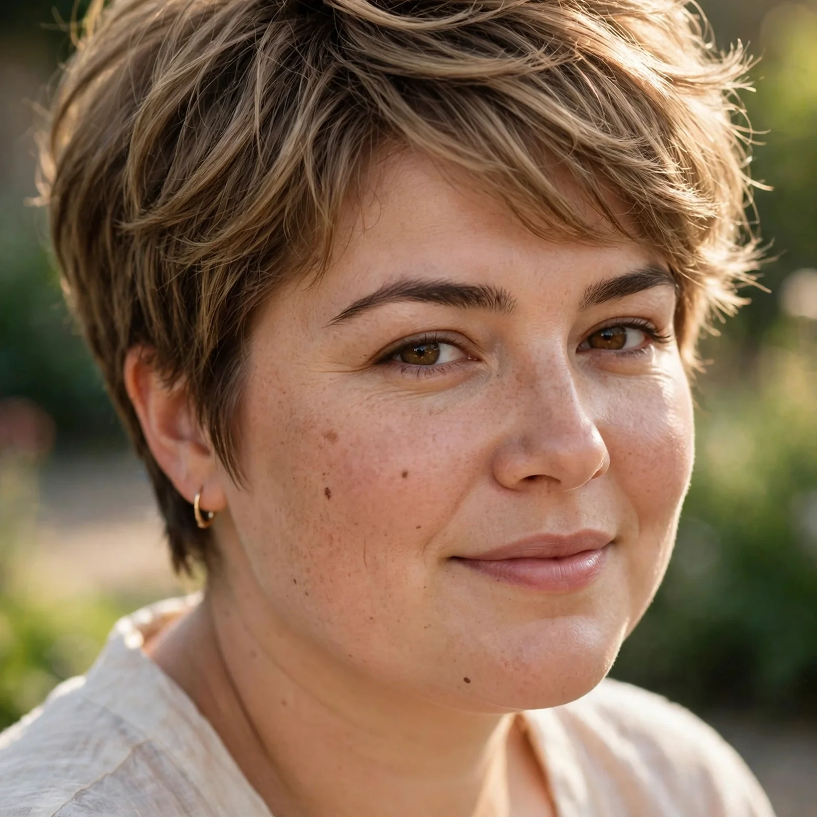 25 Summer Hairstyles for Women With Round Faces That Add Instant Definition: Soft Layered Pixie
