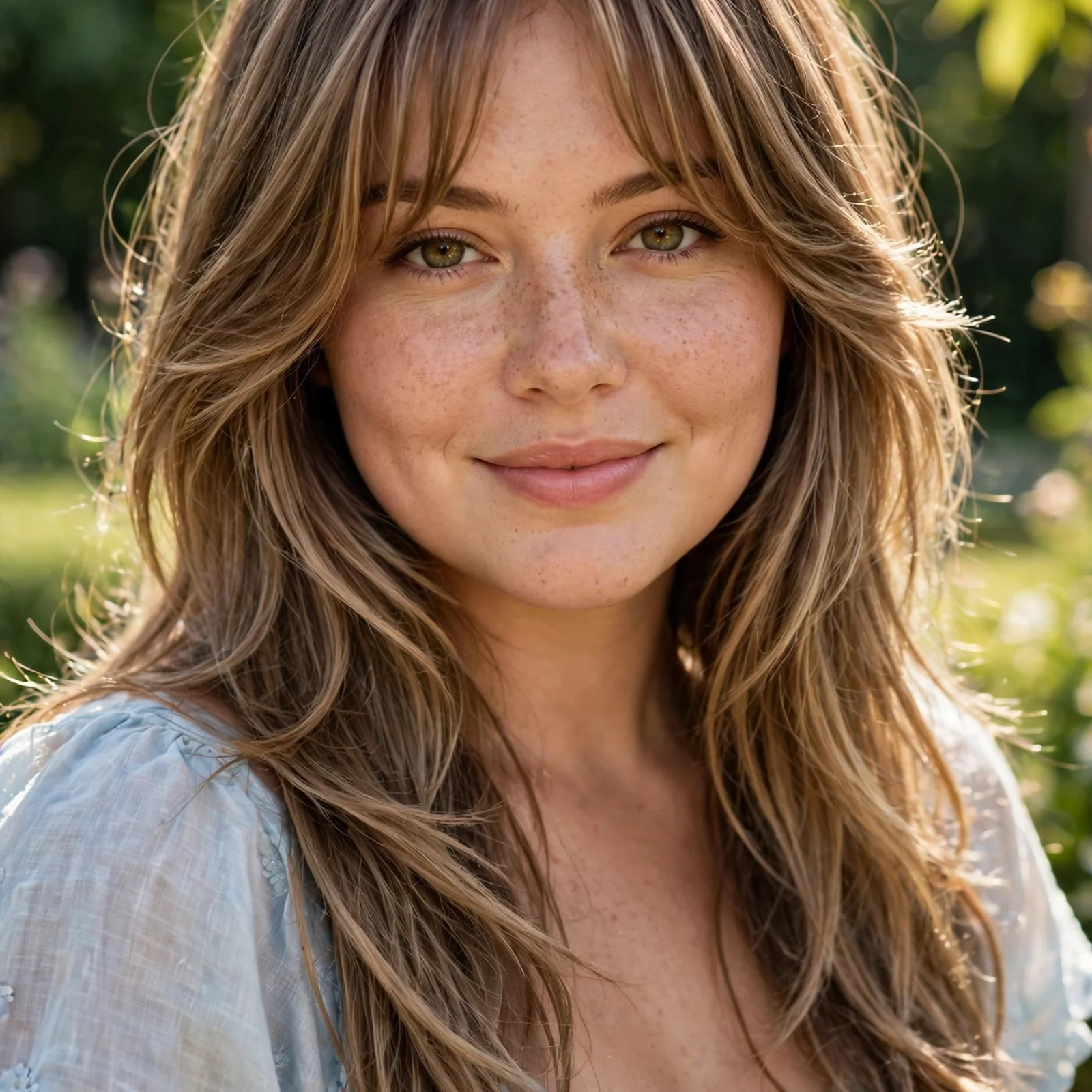 25 Summer Hairstyles for Women With Round Faces That Add Instant Definition: Long Curtain Bang Layers