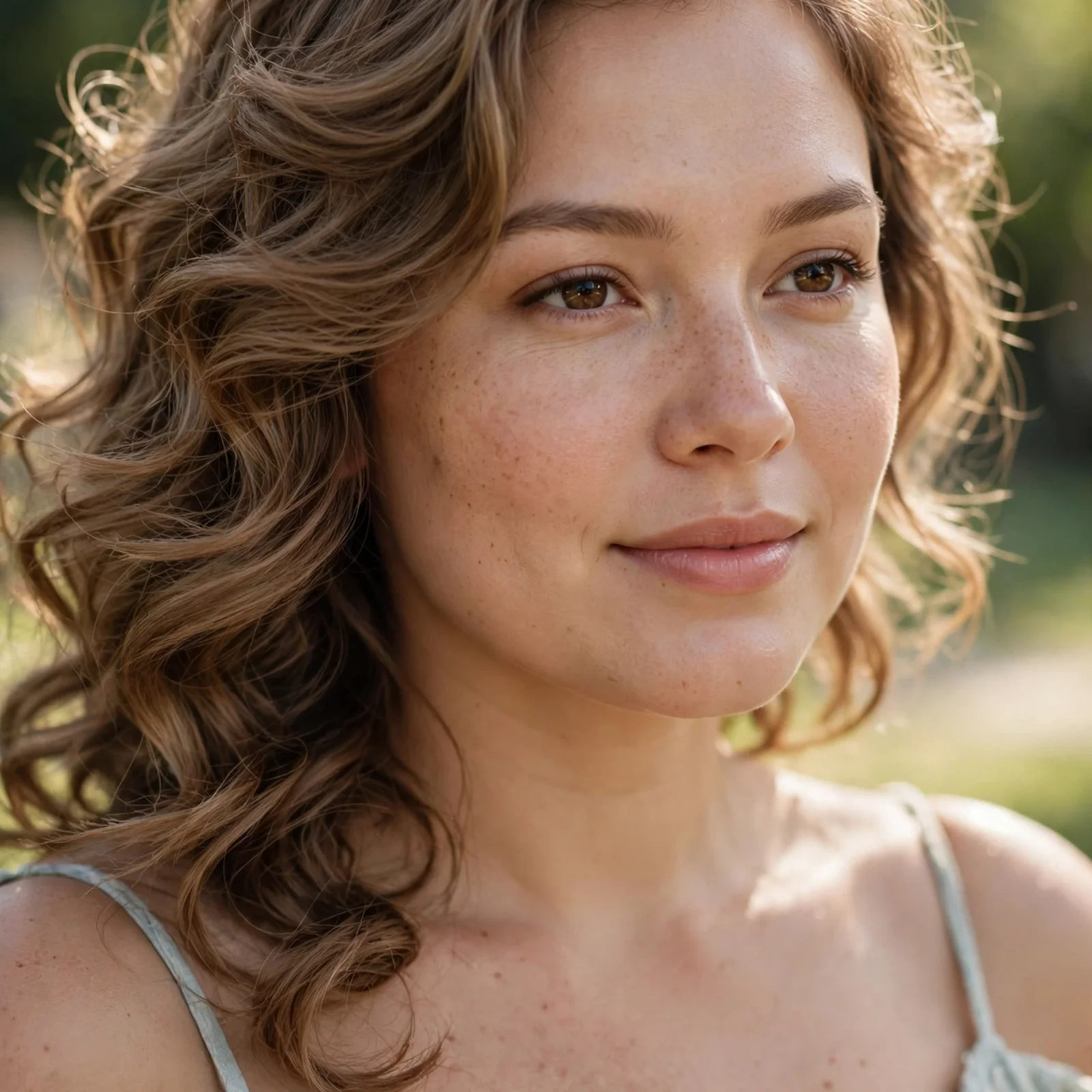 25 Summer Hairstyles for Women With Round Faces That Add Instant Definition: Side-Swept Soft Curls