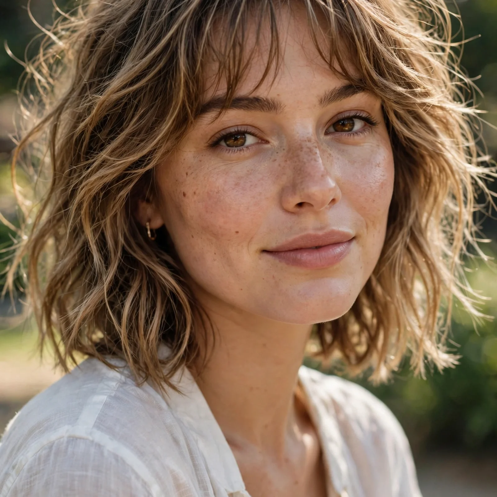 25 Summer Hairstyles for Women With Round Faces That Add Instant Definition: Wispy Bang Beach Lob