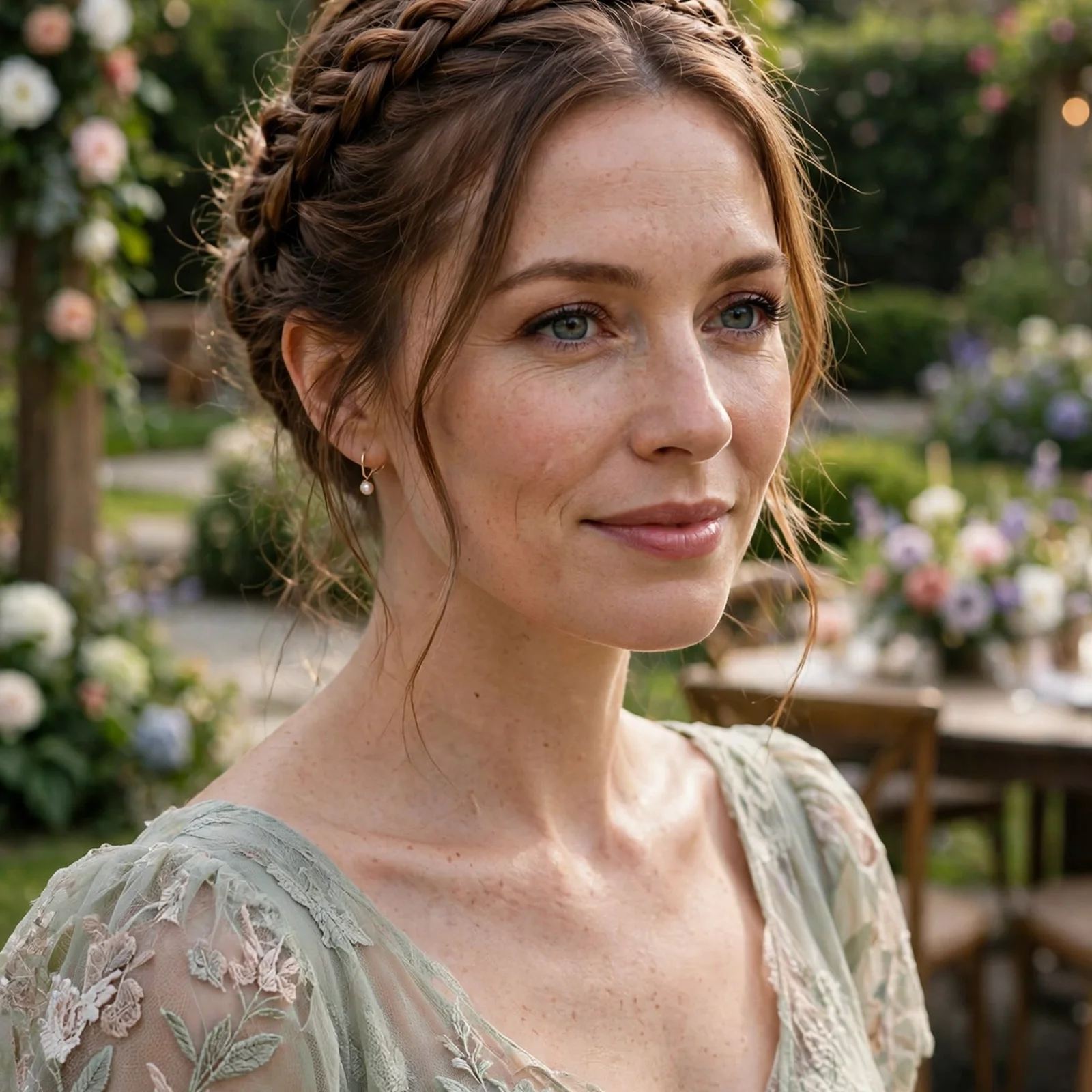 25 Summer Wedding Guest Hairstyles For Women That Stay Perfect All Day in Heat: Braided Crown Updo