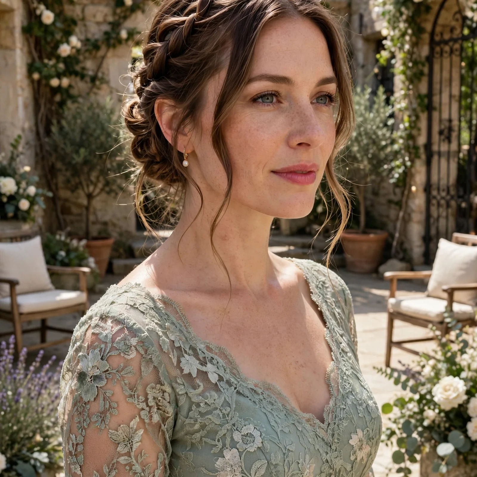25 Summer Wedding Guest Hairstyles For Women That Stay Perfect All Day in Heat: Half-Up Twisted Wedding Style