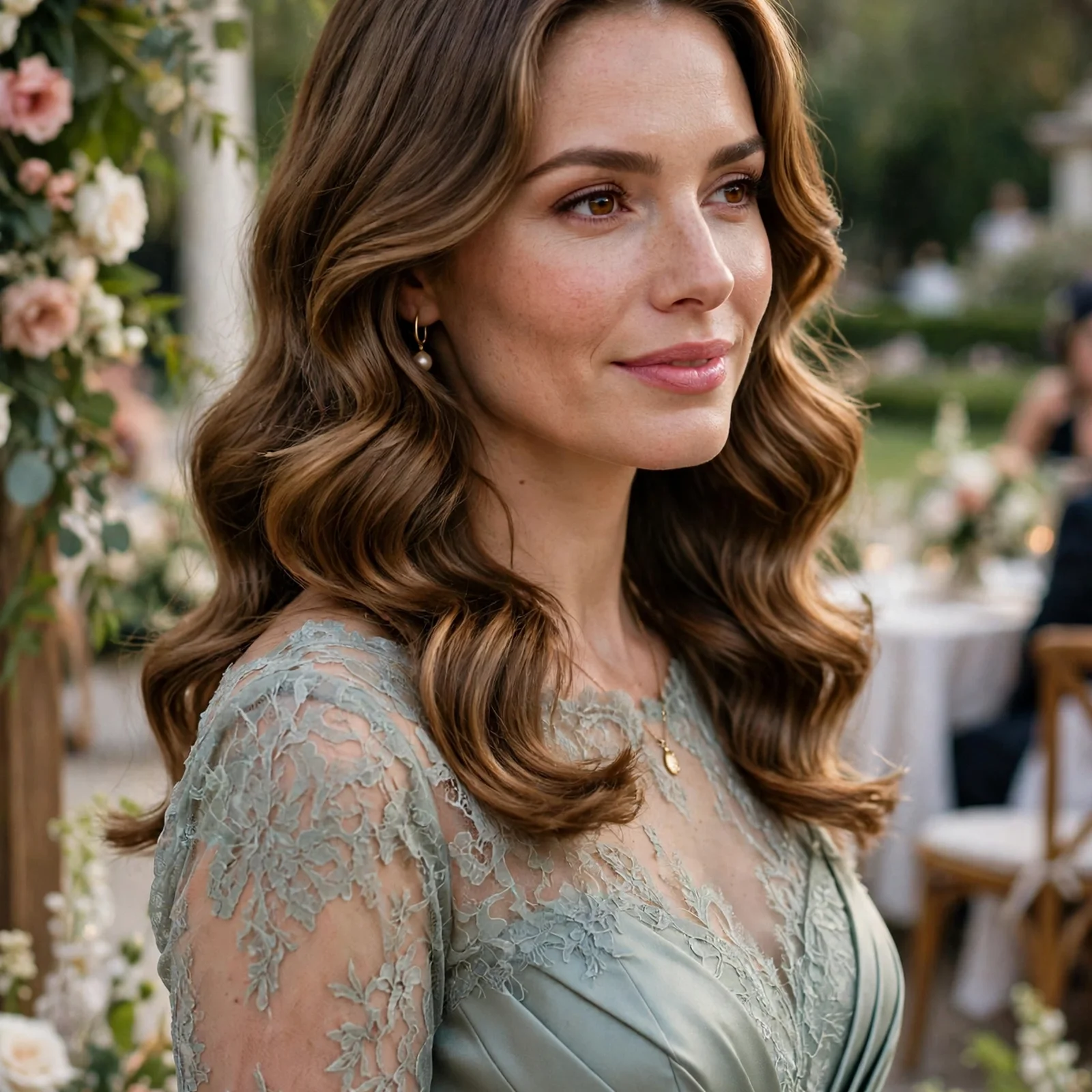 25 Summer Wedding Guest Hairstyles For Women That Stay Perfect All Day in Heat: Soft Hollywood Waves with Center Part