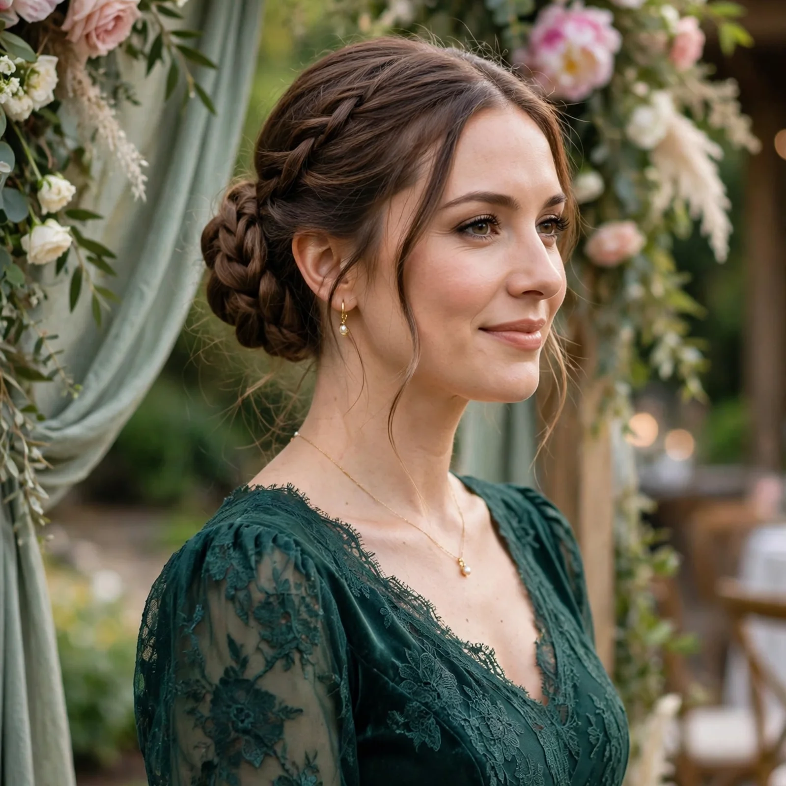 25 Summer Wedding Guest Hairstyles For Women That Stay Perfect All Day in Heat: Braided Low Bun