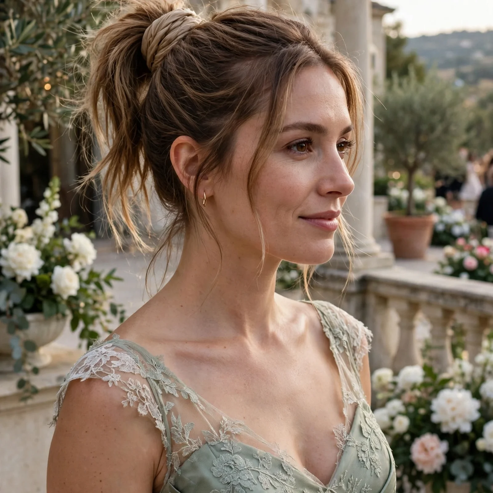 25 Summer Wedding Guest Hairstyles For Women That Stay Perfect All Day in Heat: Textured Ponytail with Wrapped Base