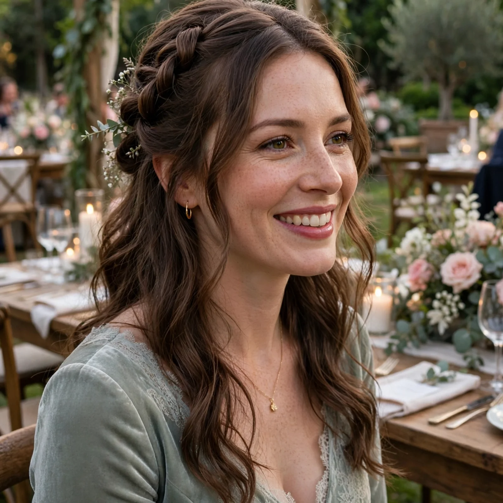 25 Summer Wedding Guest Hairstyles For Women That Stay Perfect All Day in Heat: Twisted Half-Up Wedding Hairstyle