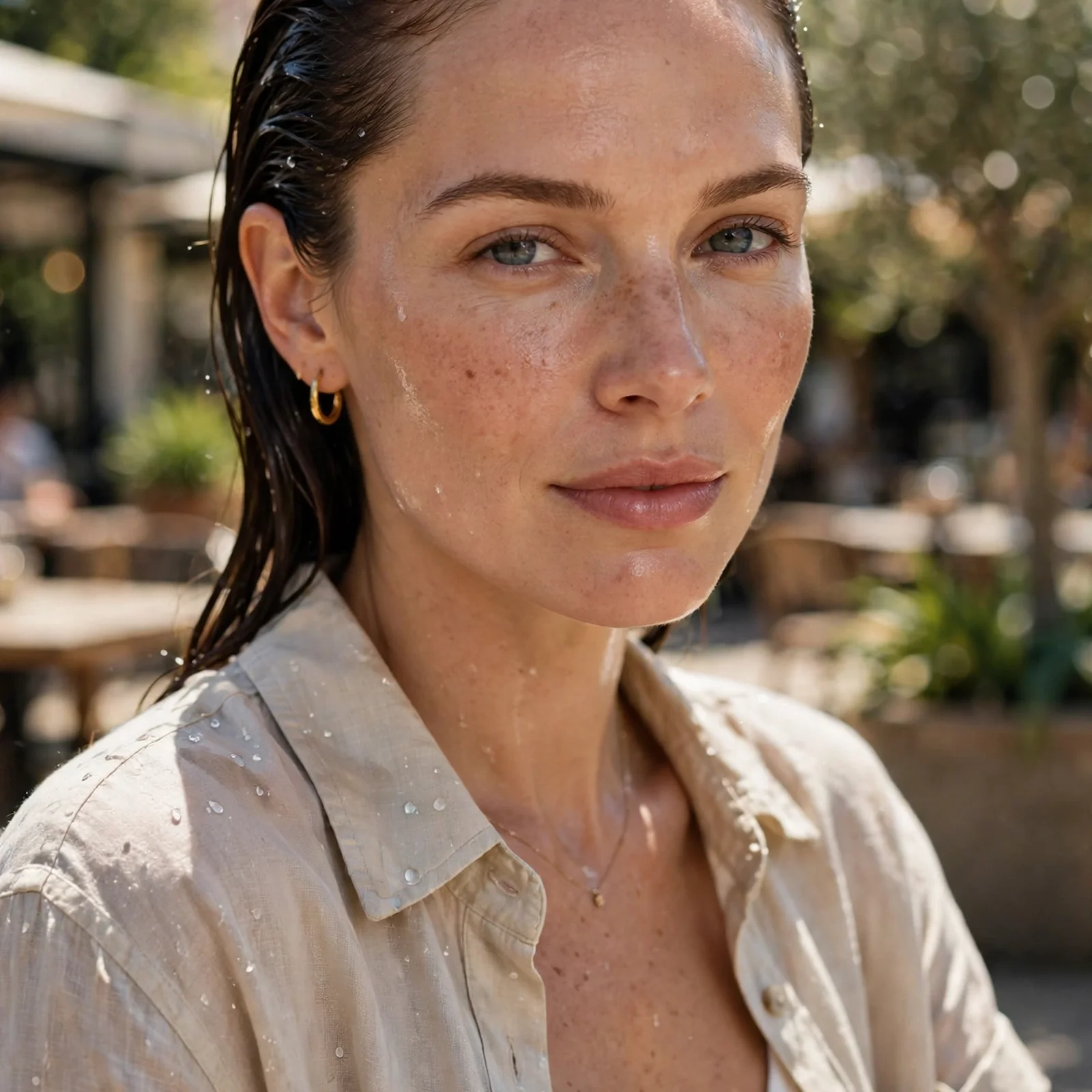 20 Wash and Go Hairstyles for Women In Summer (Easy Styles That Need Zero Effort): Slicked-Back Wet Look