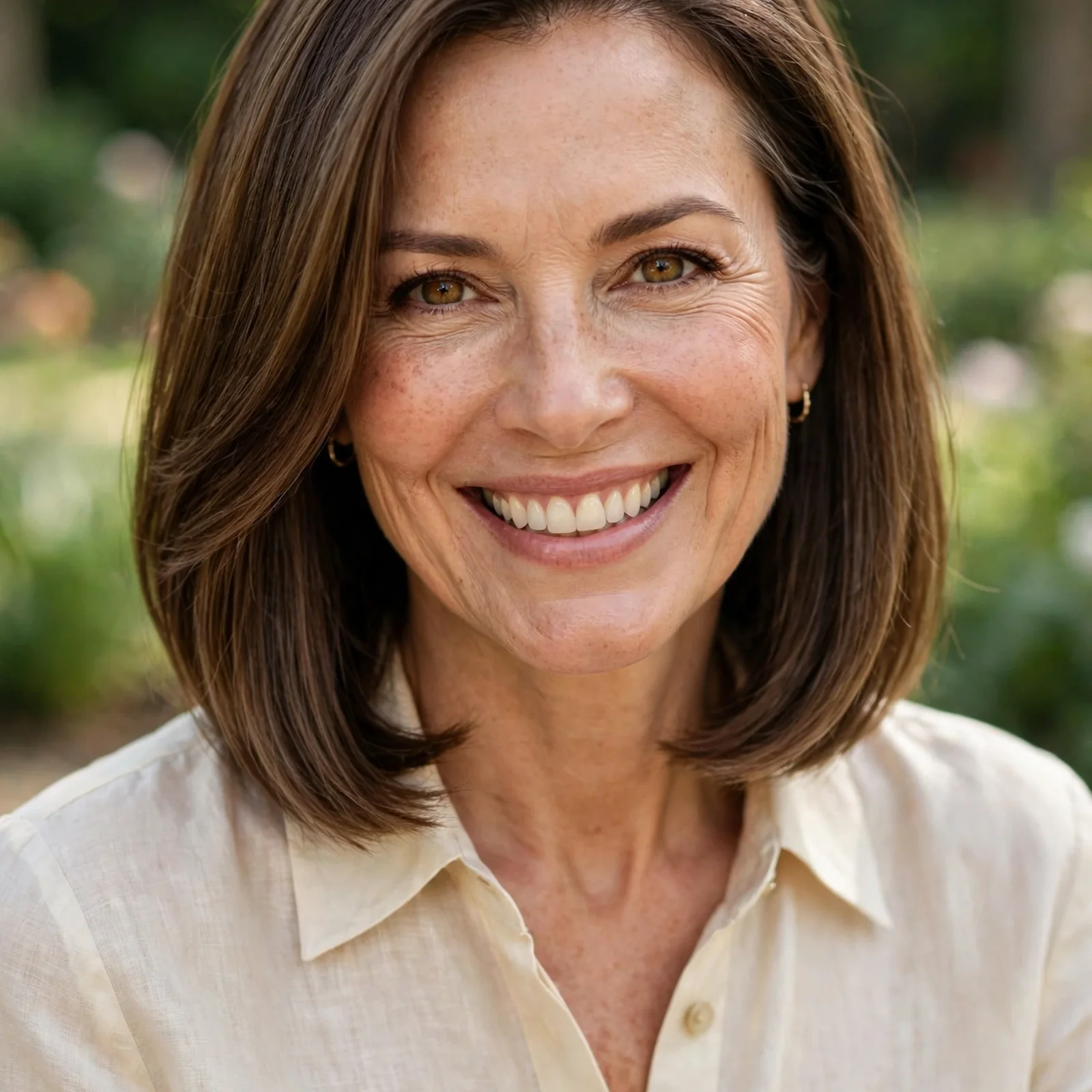 15 Youthful Hairstyles for Women Over 50 That Instantly Take Years Off: Long Bob (Lob) with Side Part