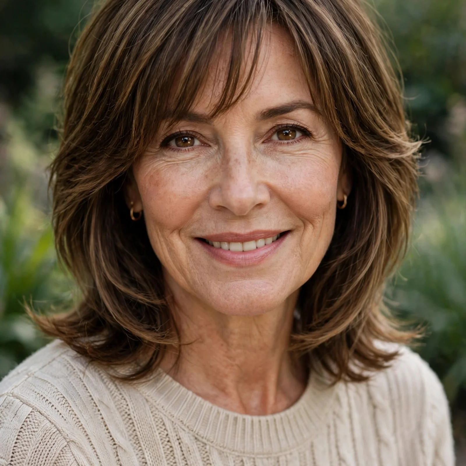 15 Youthful Hairstyles for Women Over 50 That Instantly Take Years Off: Curtain Bangs with Medium Hair