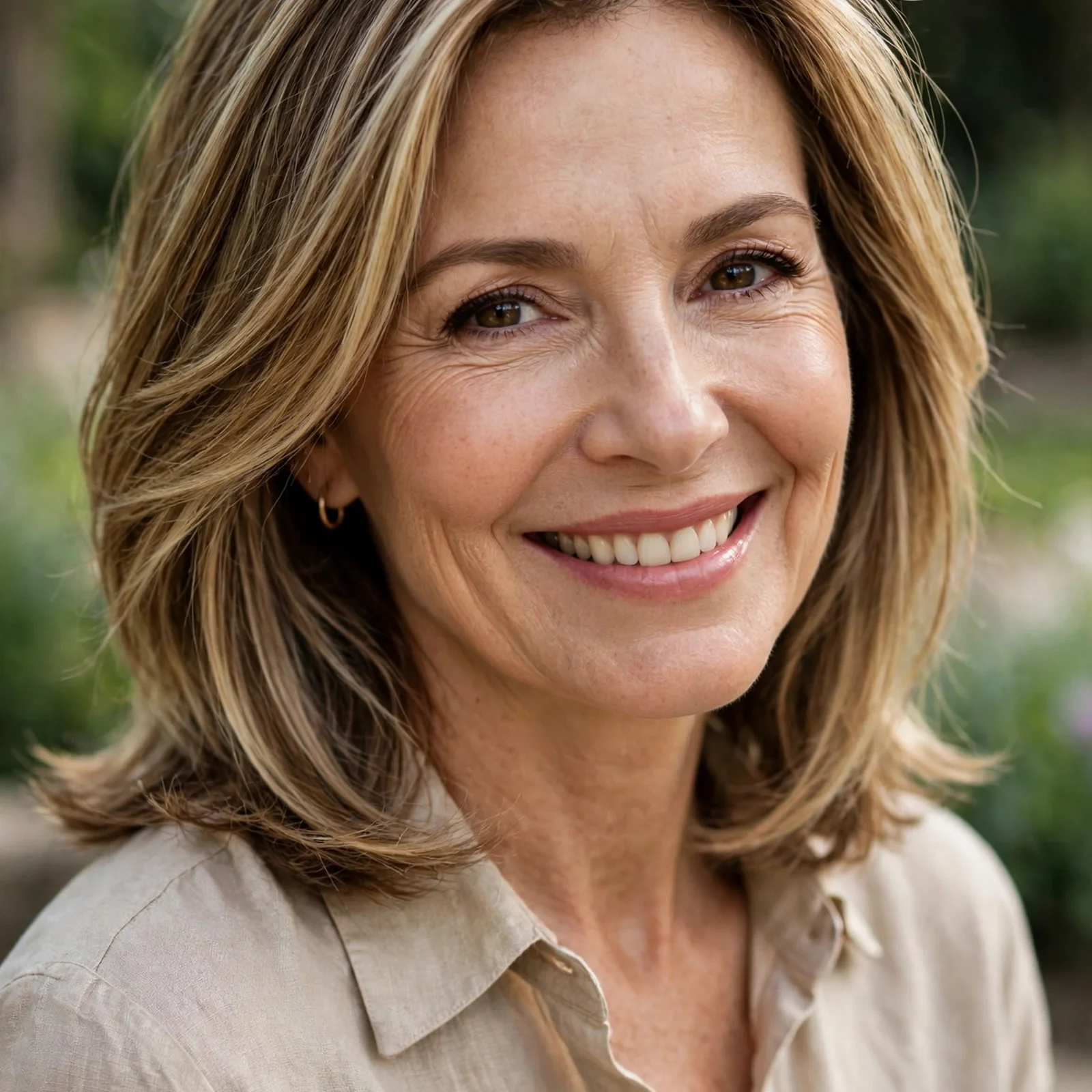 15 Youthful Hairstyles for Women Over 50 That Instantly Take Years Off: Shoulder-Length Cut with Highlights