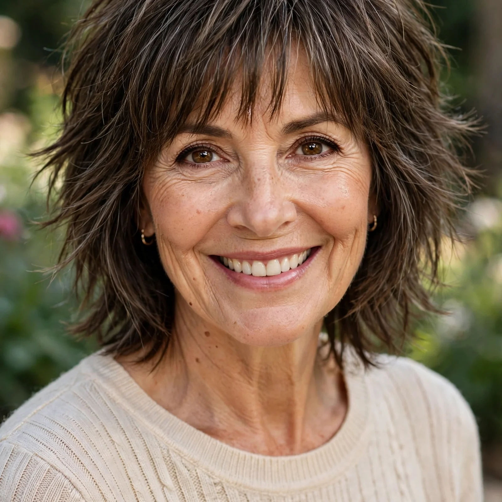 15 Youthful Hairstyles for Women Over 50 That Instantly Take Years Off: Layered Shag with Bangs